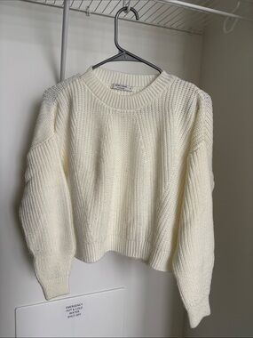 Linen & Clay Cream Crewneck Knit Sweater - Women's